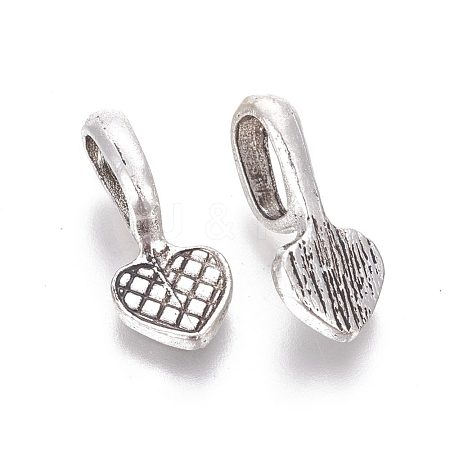 Tibetan Style Alloy Heart Glue-on Flat Pad Pendant Bails TIBEP-21438-AS-NR-1