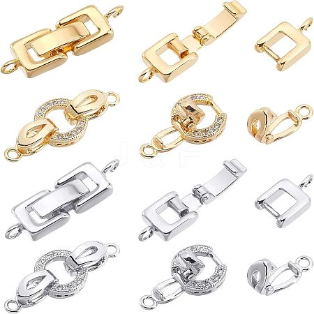 SUPERFINDINGS 8 Sets 2 Style Brass Fold Over Clasps KK-FH0002-20-1