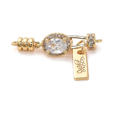 Brass Micro Pave Clear Cubic Zirconia Fold Over Clasps KK-B110-04G-1