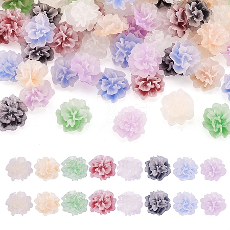 80Pcs 8 Colors Frosted Resin Flower Cabochons CRES-TA0001-27-1
