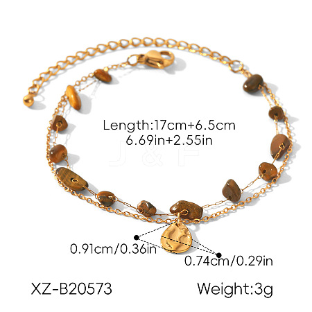 304 Stainless Steel Teardrop Charm 2-Strand Bracelets WGAC07D-01-1