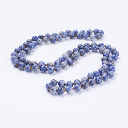 Natural Blue Spot Jasper Beaded Necklaces NJEW-P202-36-A35-1