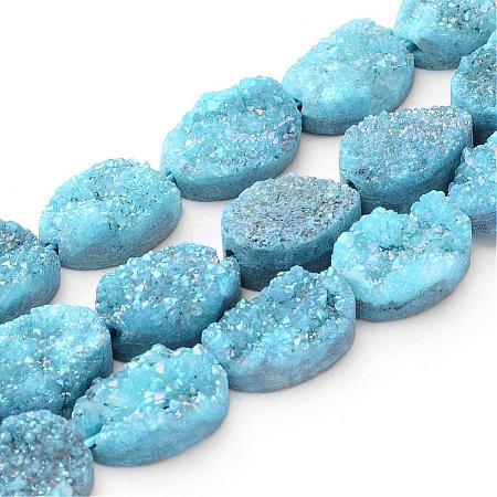 Electroplated Natural Quartz Crystal Beads Strands G-P150-12x16mm-09-1