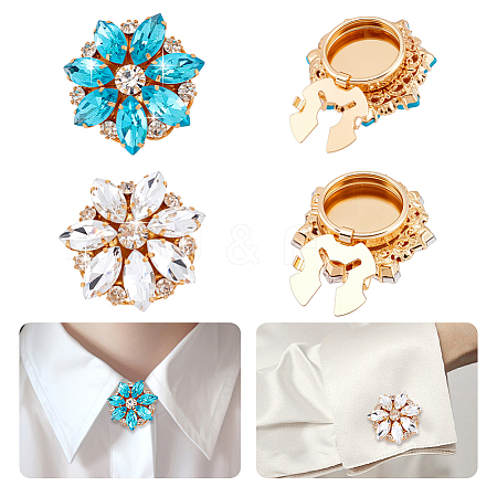 4Pcs 2 Colors Alloy Rhinestone Cufflinks HJEW-NB00210-1