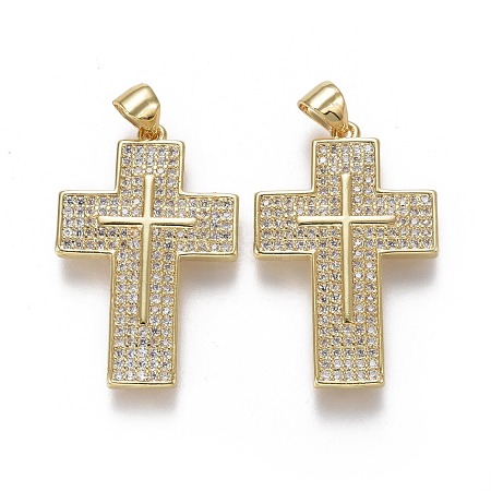 Brass Micro Pave Cubic Zirconia Pendants ZIRC-F115-11G-1
