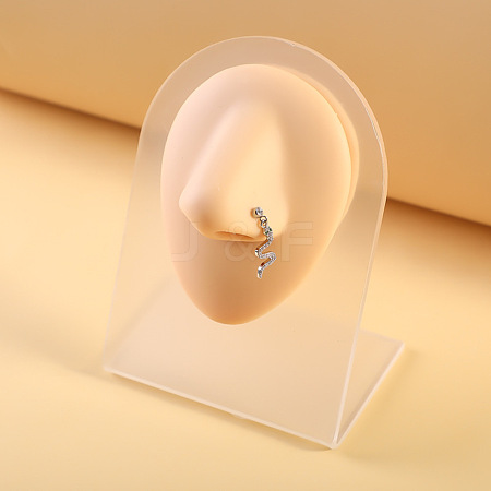 316L Surgical Stainless Steel Micro Pave Clear Cubic Zirconia L-Shaped Nose Rings WGEAB3E-01-1