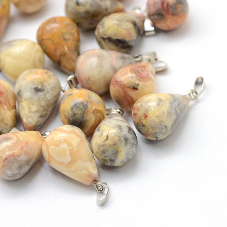 Teardrop Natural Crazy Agate Pendants G-Q435-22-1