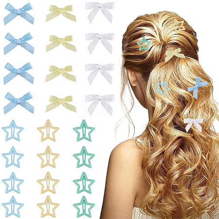 12Pcs Star Iron Snap Hair Clips OHAR-CP0001-24B-1