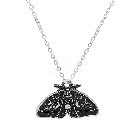Alloy Enamel Moth Pendant Necklaces for Women WH-WG67977-01-1