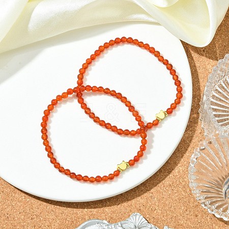 Natural Carnelian Beads Stretch Bracelets for Women Men BJEW-JB11346-1