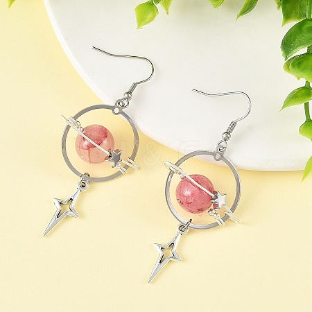 Natural Green Jade & Alloy Pendant Dangle Earrings EJEW-TA00818-03-1
