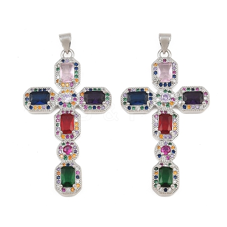 Brass Micro Pave Cubic Zirconia Pendants CU-CBADC6C-13P-08-1