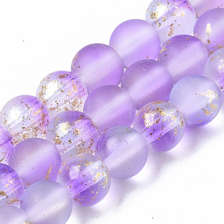 Frosted Spray Painted Glass Beads Strands X-GLAA-N035-03B-C11-1