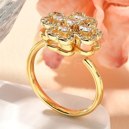 Flower Rotatable Finger Ring for Women RJEW-U035-01G-06-1