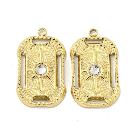 304 Stainless Steel Rhinestone Pendants STAS-P356-40G-1