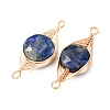 Natural Lapis Lazuli Faceted Hexagonal Cut Flat Round Links Connector Charms with Copper Herringbone Wire-Wrapped KK-Z152-07G-02-2