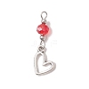 18Pcs 6 Colors Alloy & Glass Pendants PALLOY-JF05118-3