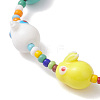 Rabbit Porcelain & Glass Seed Beads Stretch Bracelets for Women BJEW-TA00705-3