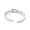 Clear Cubic Zirconia Bowknot Open Cuff Ring RJEW-C056-06P-3