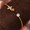 304 Stainless Steel Micro Pave Clear Cubic Zirconia Cuff Bangles SA-C001-02B-G-1