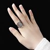 Hollow Out Flower Pattern Brass Cuff Rings for Women FS-WG0DDA6-01-3