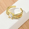 Brass Micro Pave Cubic Zirconia Cuff Open Rings RJEW-C163-06G-3