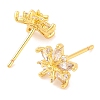 Brass Micro Pave Clear Cubic Zirconia Stud Earrings for Women EJEW-U015-09G-2