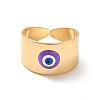 Enamel Evil Eye Open Cuff Rings RJEW-P042-02G-02-2
