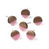 Opaque Resin & Walnut Wood Stud Earrings EJEW-N017-008-B04-1