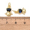 Brass Micro Pave Blue Cubic Zirconia Charms CU-E003-05G-3