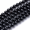 Natural Black Onyx Round Bead Strands X-G-T055-8mm-10-1