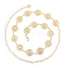 Alloy with Iron Hollow Flat Round Link Chain Waist Belly Chains for Women FS-WG0D649-01-3