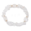 Natural Quartz Crystal Chip & Cuboid Rock Crystal Beaded Stretch Bracelets for Women BJEW-JB10808-03-1