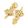 Rack Plating Brass Micro Pave Clear Cubic Zirconia Pendants KK-B093-21G-2