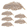 6Pcs Feather Shape Brass Rhinestone Lapel Pins for Backpack Clothes JEWB-UN0002-71B-1