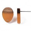 Resin & Walnut Wood Stud Earring Findings MAK-N032-006A-A03-4