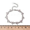 Heart Brass Micro Pave Cubic Zirconia Link Chain Bracelets BJEW-L715-01P-02-5