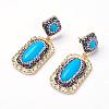 Dyed Synthetic Turquoise Dangle Stud Earrings EJEW-L190-01G-1