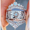 3Pcs Brass Micro Pave Clear Cubic Zirconia Finger Rings for Women FS-WGDAF26-08-1