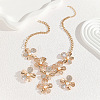 Flower Alloy Crystal Rhinestone & Plastic Pearl Pendant Necklaces & Stud Earrings Sets for Women FS-WGF8FDA-01-1