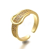 Rack Plating Brass Micro Pave Clear Cubic Zirconia Cuff Finger Rings for Women RJEW-M028-30G-02-2