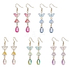 5 Pairs 5 Colors Glass Dangle Earrings EJEW-JE06297-2