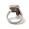 Letter Brass Micro Pave Clear Cubic Zirconia Open Cuff Ring for Women RJEW-N046-03F-P-3