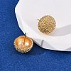 Brass Textured Stud Earrings EJEW-A143-02C-G-3