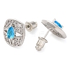 Brass Pave Cubic Zirconia Square Stud Earrings for Women EJEW-I304-27P-3