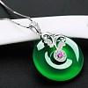 Donut Shape Synthetic Green Chalcedony Pendant Necklaces SJEW-BB66539-B-4