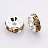 Brass Rhinestone Spacer Beads RB-A014-Z8mm-14S-2