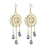 Mixed Gemstone Chip & Alloy Dangle Earrings EJEW-JE05885-4