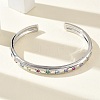 Brass Micro Pave Cubic Zirconia Cuff Bangles for Women BJEW-A172-02P-1