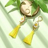 Glass Seed Braided Column with Tassel Dangle Leverback Earrings EJEW-MZ00056-2